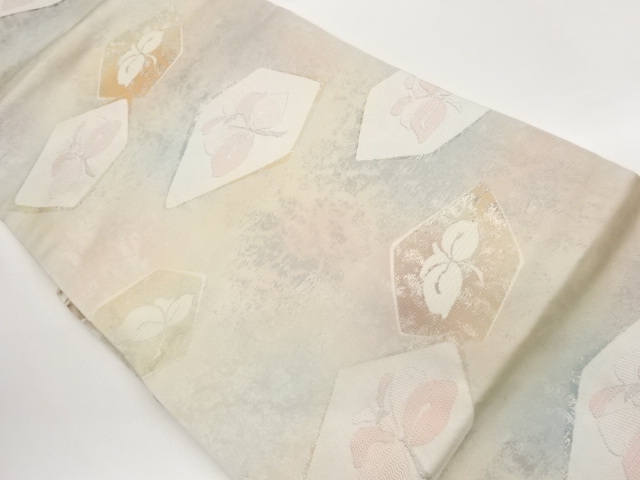 JAPANESE KIMONO / HIKIFOIL ABSTRACT FLORAL PATTERN WOVEN NAGOYA OBI